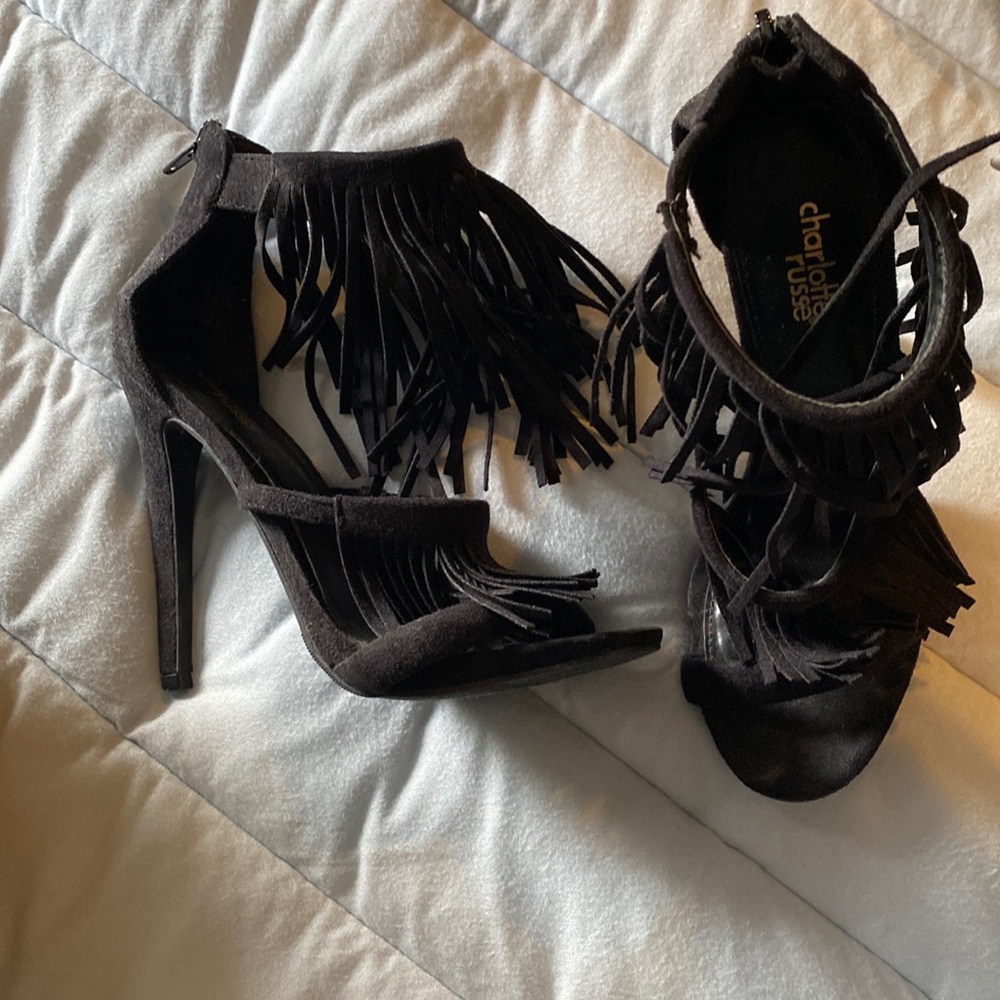 Suade Charlotte Russe frill heels